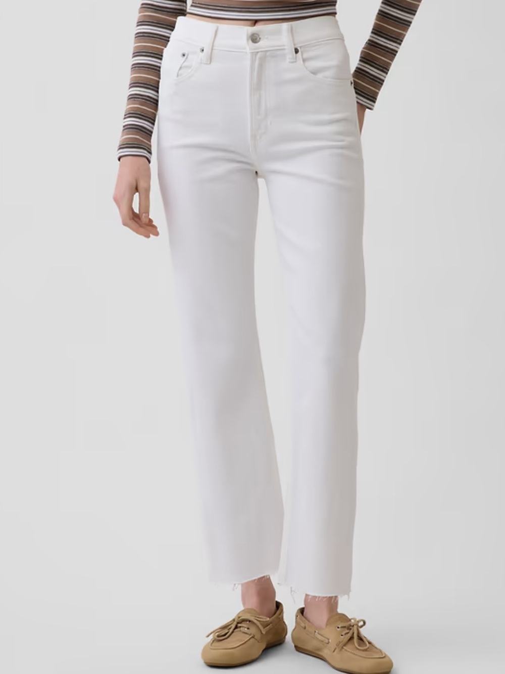 GAP White Straight-Leg Kick Fit High Rise Jeans Sz 33
